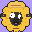 A golden-fleeced sheep in a straw hat with a cowbell.