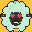 A mint-fleeced sheep with heart eyes and a sprout on its head.